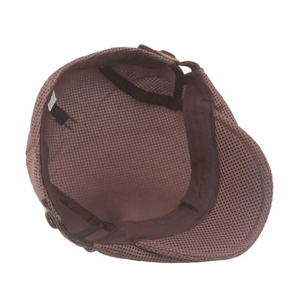 Men's Hollow Mesh Beret Cap with Adjustable Buckle
