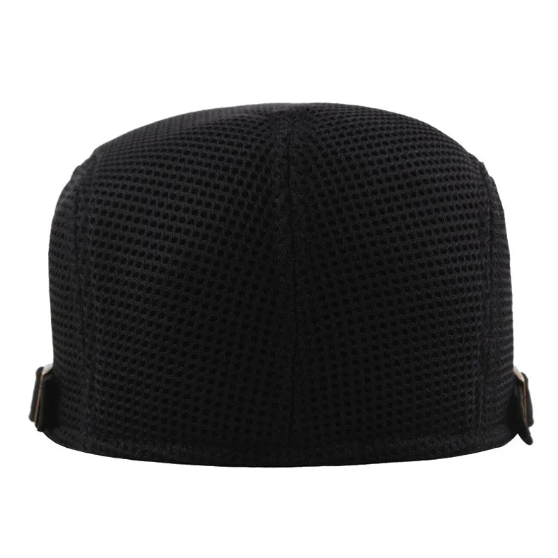 Men's Hollow Mesh Beret Cap with Adjustable Buckle