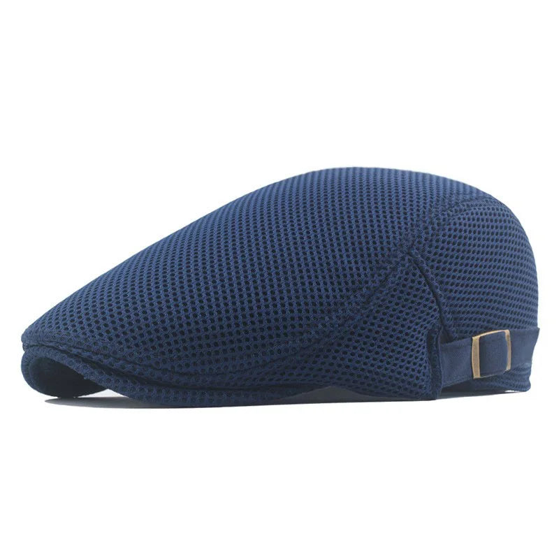 Men's Hollow Mesh Beret Cap with Adjustable Buckle
