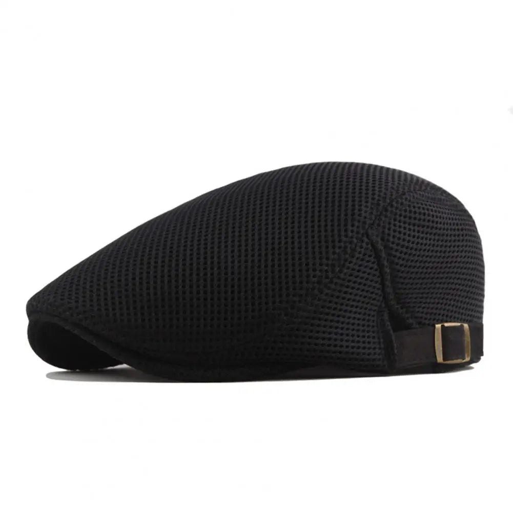 Men's Hollow Mesh Beret Cap with Adjustable Buckle